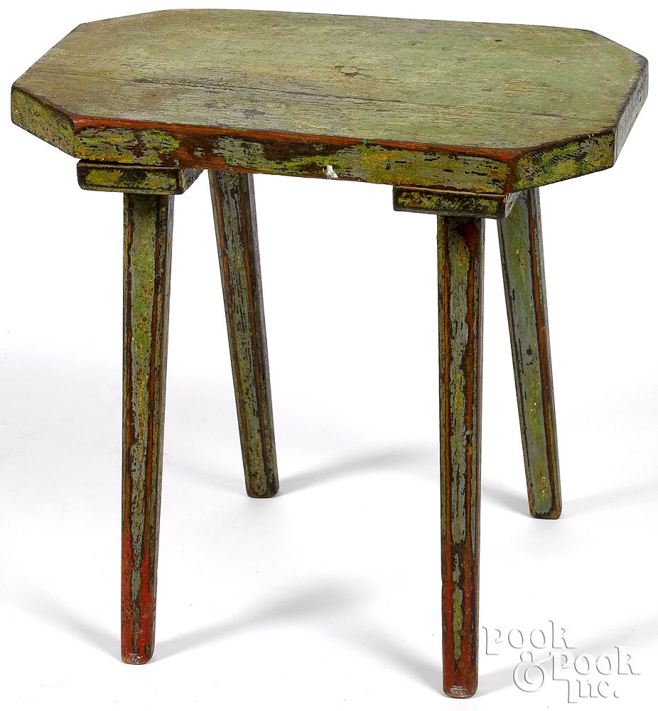 Appraisal: Continental painted splay leg stool ca Continental painted splay leg