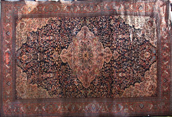 Appraisal: Antique Persian Ferrahan Sarouk palace rug with center medallion urn