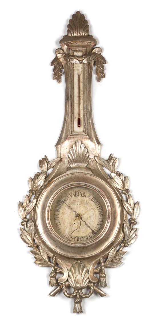 Appraisal: Sale Lot A Continental Silvered Barometer of typical form the