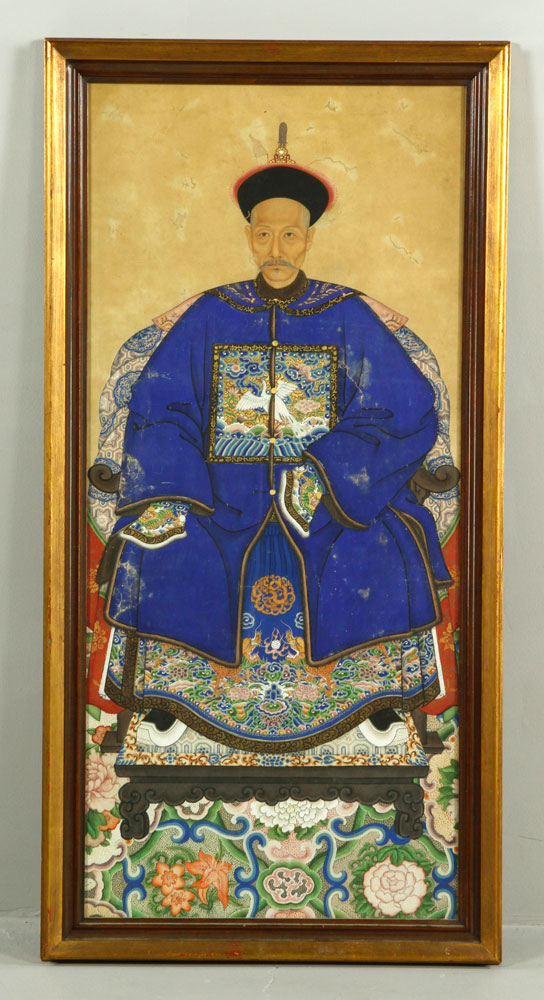 Appraisal: - th C Chinese Ancestral Portrait Ancestral portrait China th