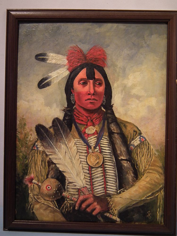 Appraisal: INDIAN OIL PORTRAIT KIOWA CHIEF Old oil portrait on board