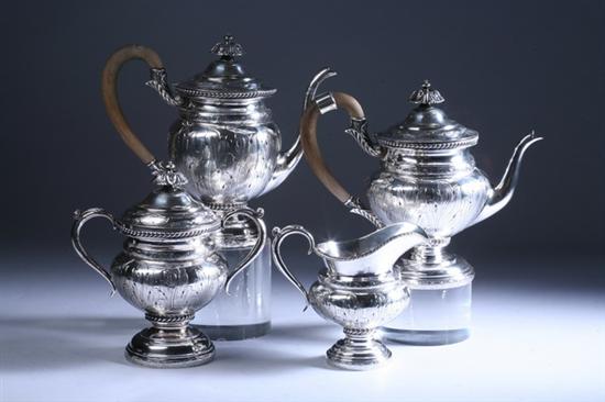 Appraisal: FOUR-PIECE AMERICAN COIN SILVER TEA AND COFFEE SERVICE first quarter