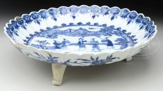 Appraisal: BLUE AND WHITE FOOTED PORCELAIN DISH BLUE AND WHITE FOOTED