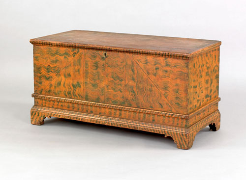 Appraisal: Pennsylvania painted pine diminutive blanket chest early th c retaining