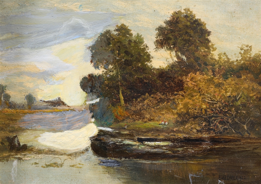 Appraisal: Oil on canvas landscape by Benjamin Williams Leader R A