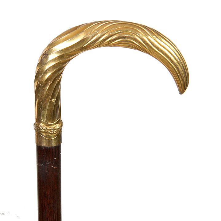 Appraisal: Gold Crook Dress Cane Ca - Art Deco gold plated