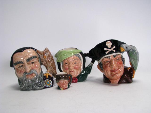 Appraisal: Four Royal Doulton Toby mugs including Merlin Long John Silver