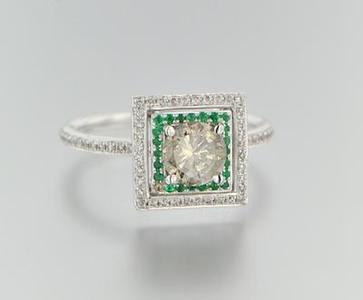 Appraisal: A Ladies' Diamond and Emerald Ring k white gold ring