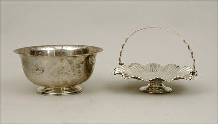 Appraisal: Edwardian Silver Cake Basket Sheffield Mappin Webb Together with an