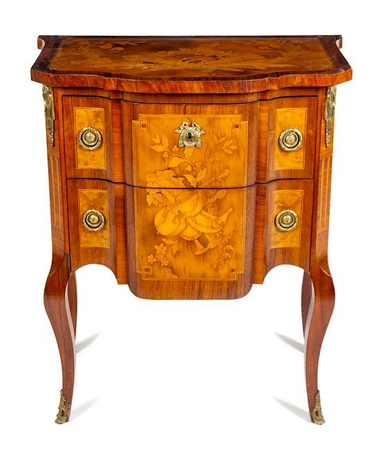 Appraisal: A Louis XV XVI Transitional Style Marquetry Commode Height x