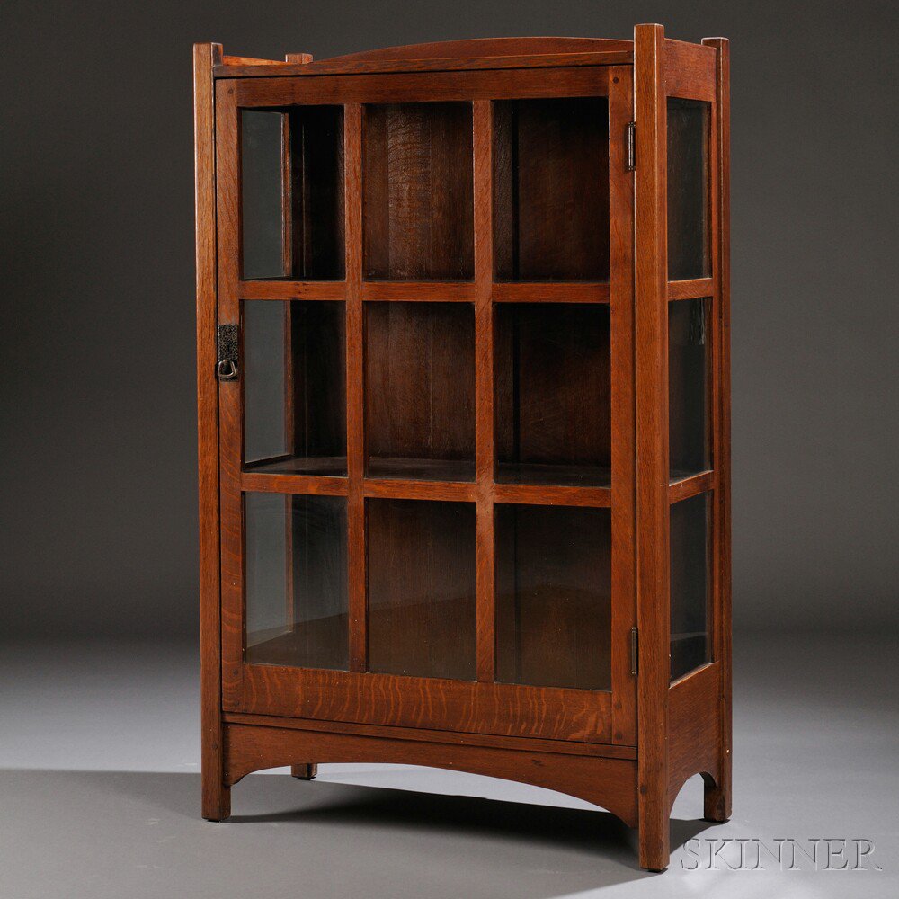 Appraisal: Arts Crafts China Cabinet Oak and glass Similar to L