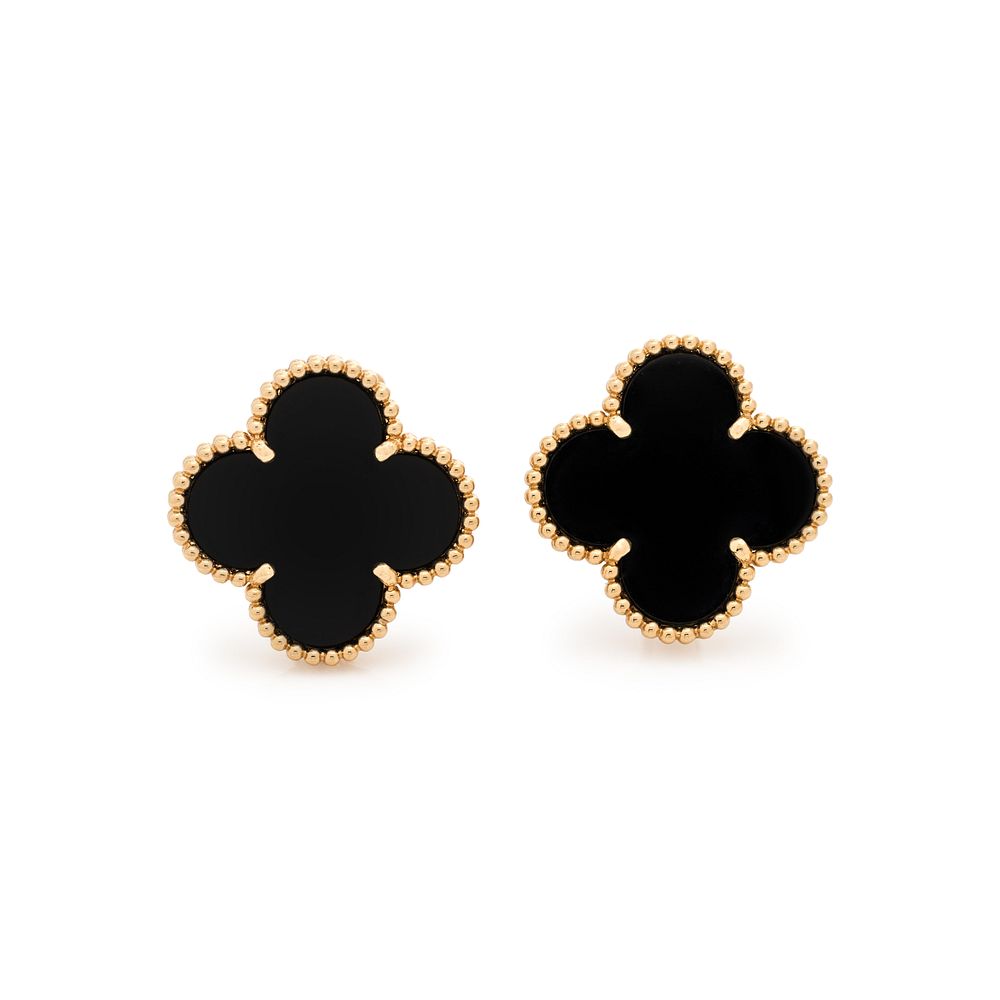 Appraisal: VAN CLEEF ARPELS ONYX 'ALHAMBRA' EARCLIPS VAN CLEEF ARPELS ONYX