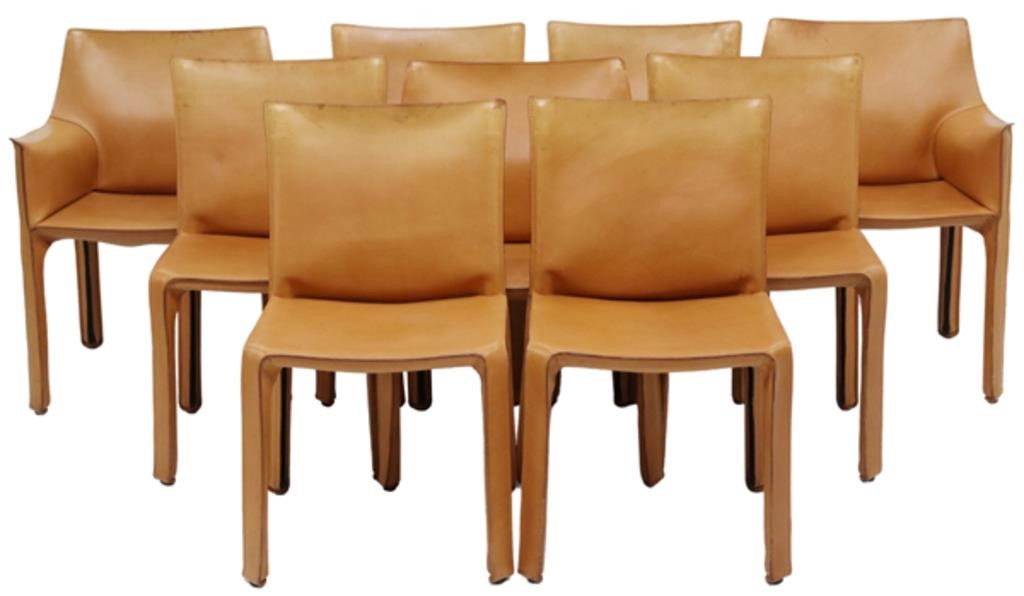 Appraisal: lot of Modern leather dining chairs Mario Bellini Italian b