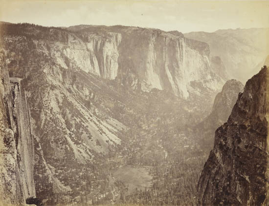 Appraisal: MUYBRIDGE EADWEARD - View in the Yosemite Valley Mammoth albumen