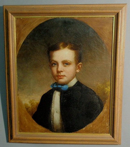 Appraisal: Oil on canvas portrait of a young boy th c