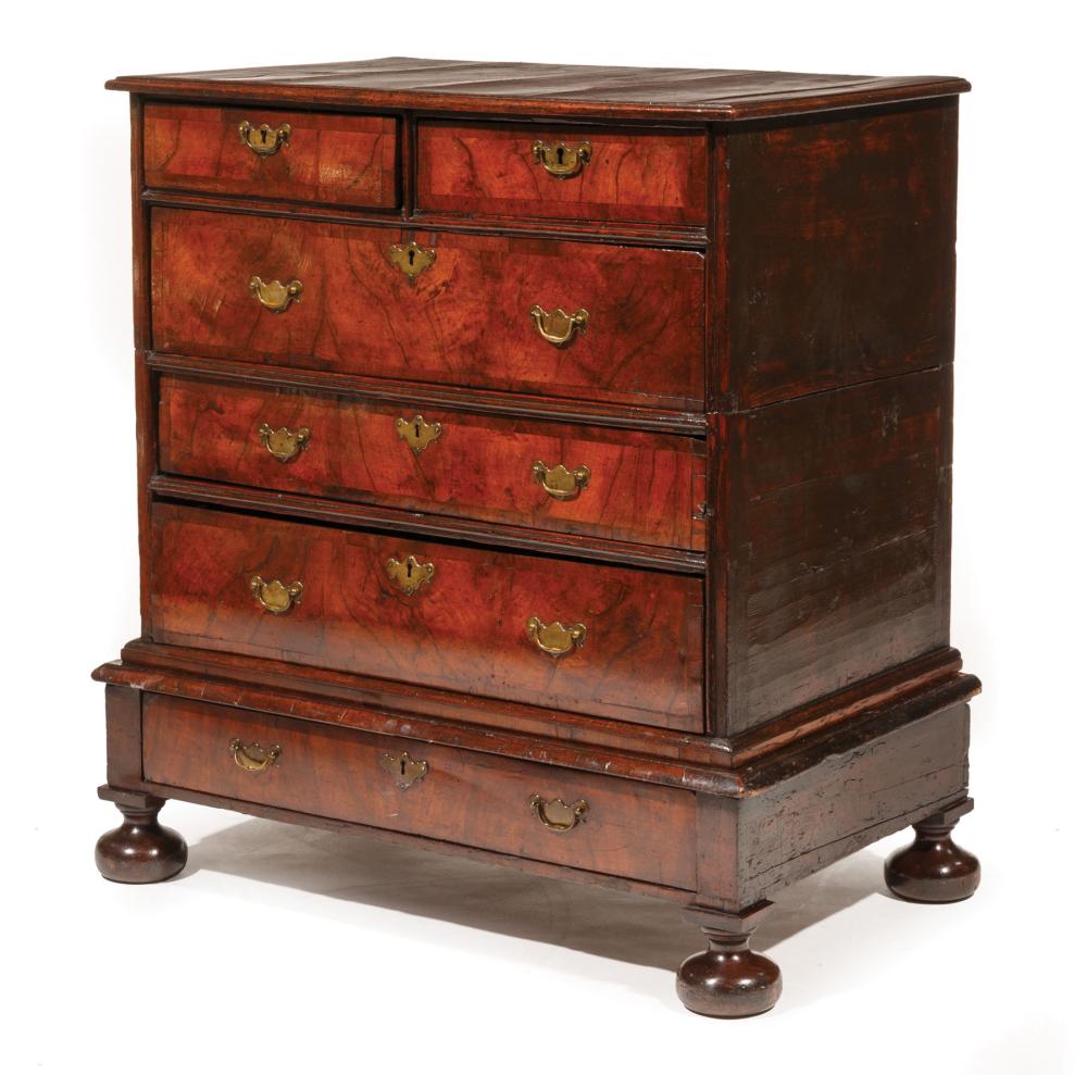 Appraisal: Queen Anne Inlaid and Banded Burl Walnut Chest-on-Stand th c