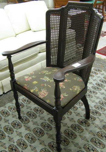 Appraisal: MAHOGANY ARMCHAIR AND LAMP TABLE American c - The armchair