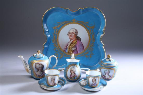 Appraisal: FRENCH S VRES-STYLE T TE-A-T TE TEA SERVICE mid- th