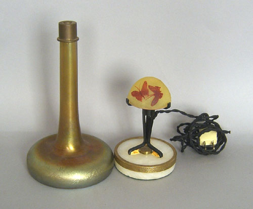 Appraisal: Galle desk light h together with a Steuben lamp base