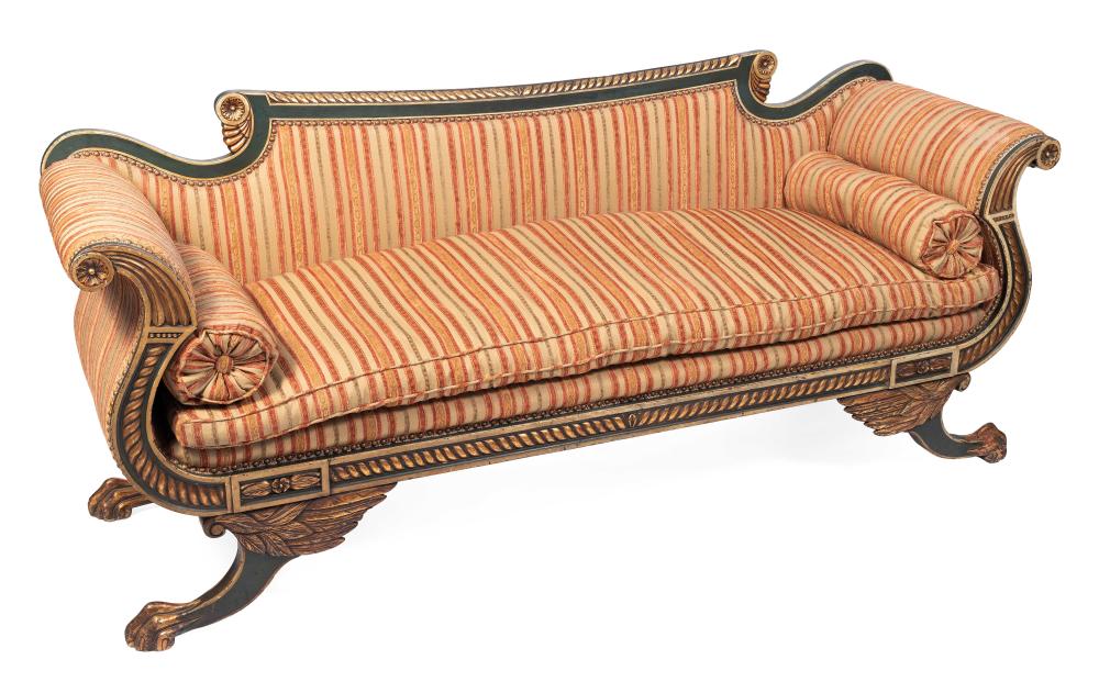 Appraisal: FEDERAL-STYLE SOFA CIRCA BACK HEIGHT SEAT HEIGHT LENGTH SEAT WIDTH