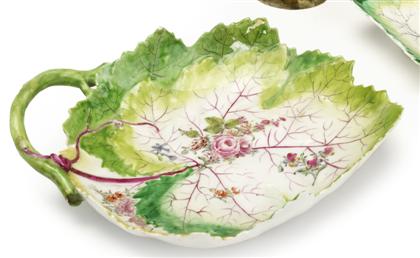 Appraisal: Chelsea leaf form porcelain dish th th century Painted with