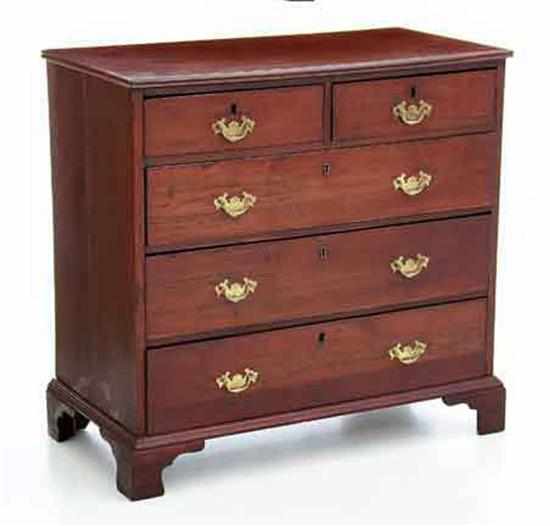 Appraisal: George III walnut chest of drawers early th century rectangular