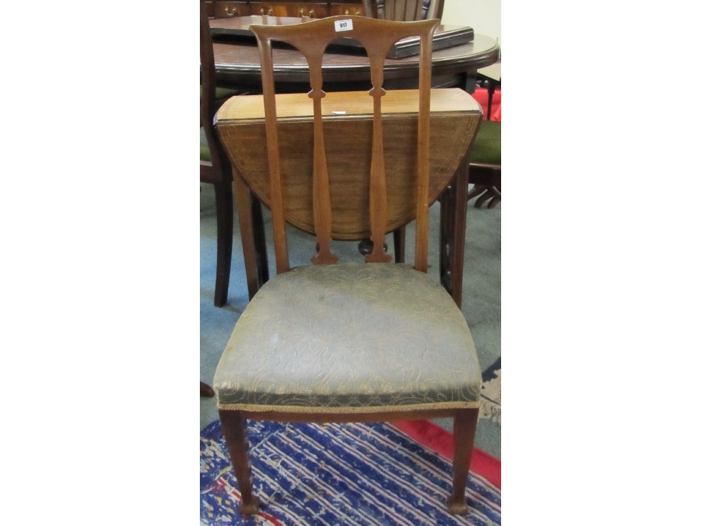 Appraisal: Mahogany inlaid drop leaf table chair and a mahogany oval