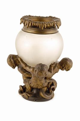 Appraisal: A French ormolu and glass table lamp possibly by Alfred