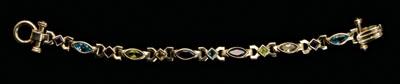 Appraisal: Multi-gemstone gold bracelet oval and diamond shaped links set with