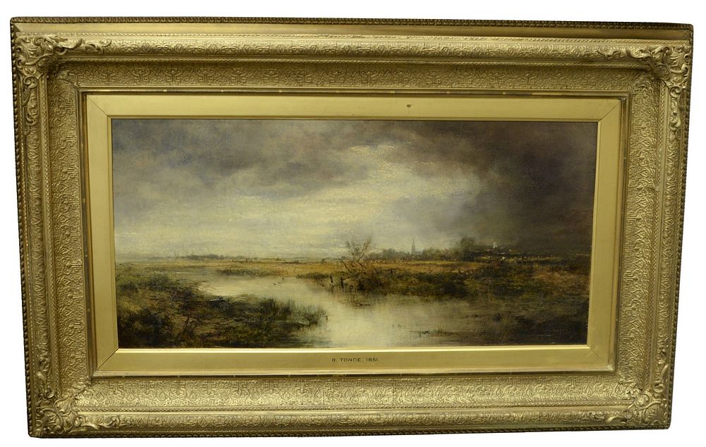 Appraisal: Robert Tonge British - Marsh-side Landscape oil on glue lined