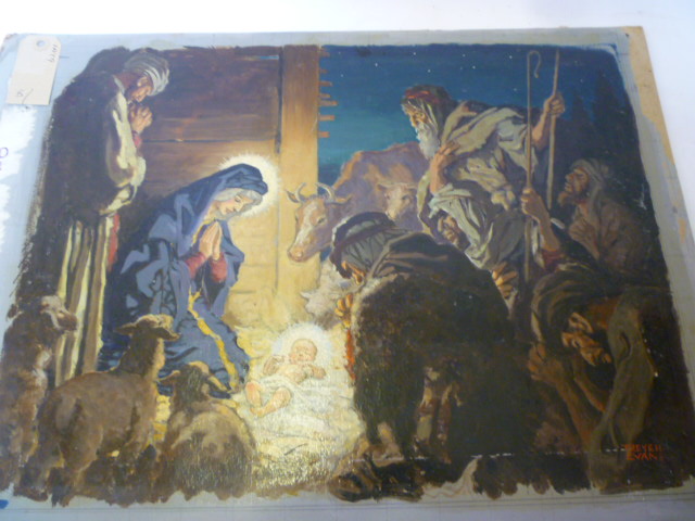 Appraisal: TREYER MEREDITH EVANS - Nativity Scene oil on board signed