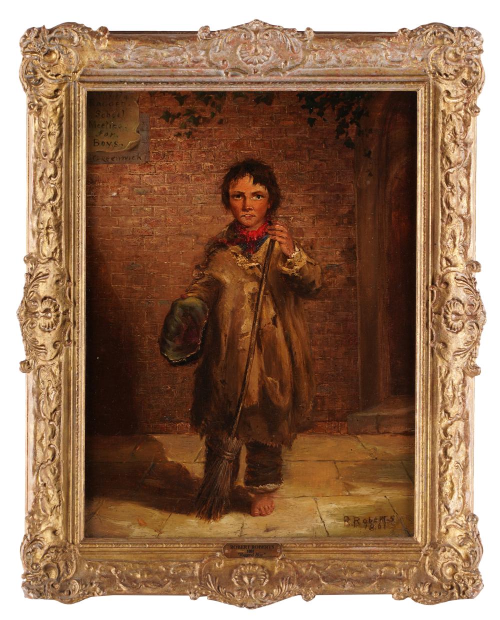 Appraisal: ROBERT ROBERTS TH CENTURY RAGGED BOY oil on canvas relined