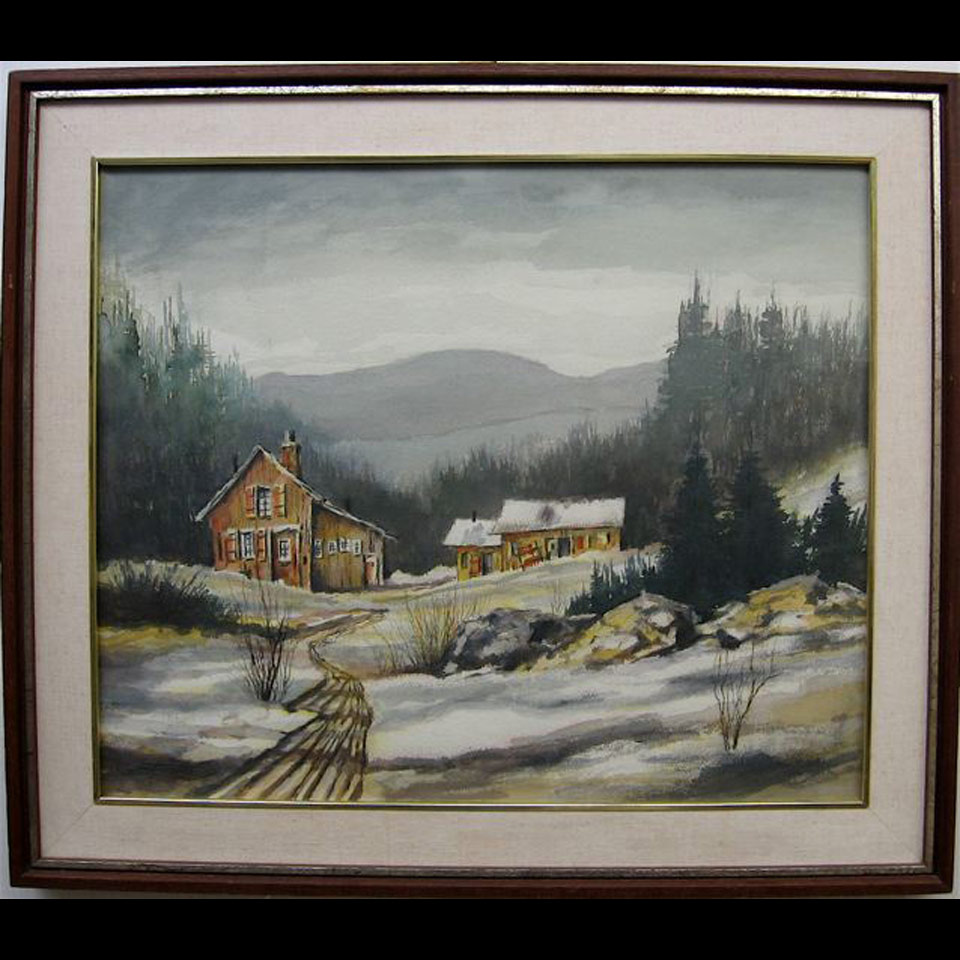 Appraisal: FRED MANCUSO - CANADIAN WINTER MONT TREMBLANT LAURENTIANS QUEBEC WATERCOLOUR