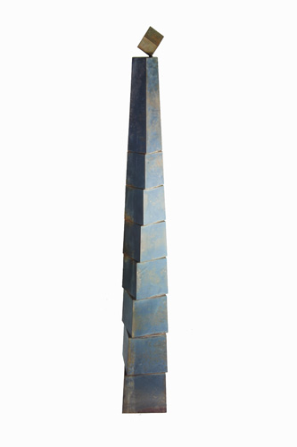 Appraisal: ALBERT PALEY Mild steel obelisk sculpture Sculpture VIII with cube