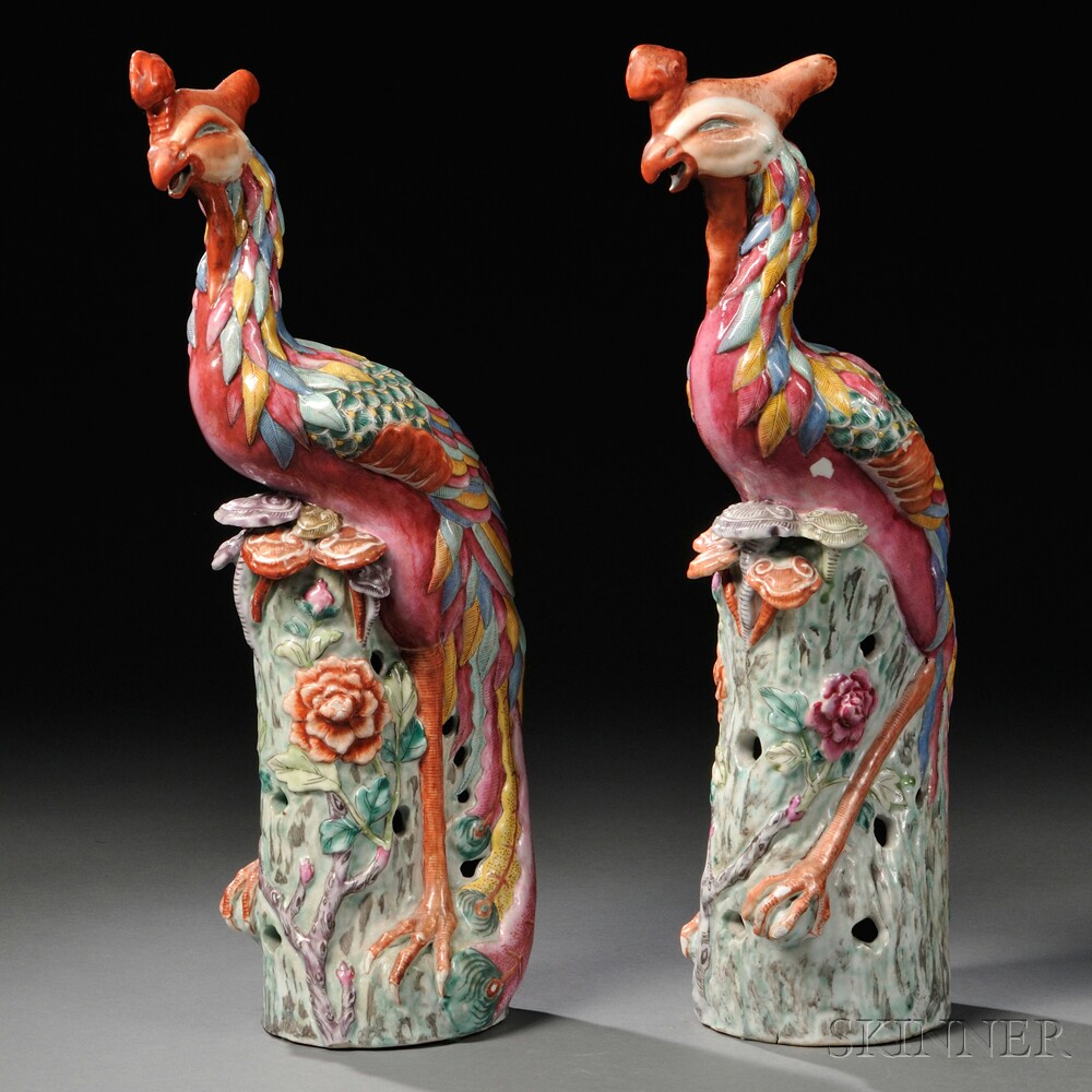 Appraisal: Pair of Porcelain Phoenixes China th century representing male and