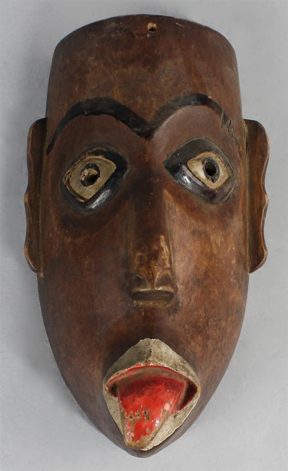 Appraisal: BAULE IVORY COAST AFRICA POLYCHROME DECORATED CARVED MASK WITH TONGUE