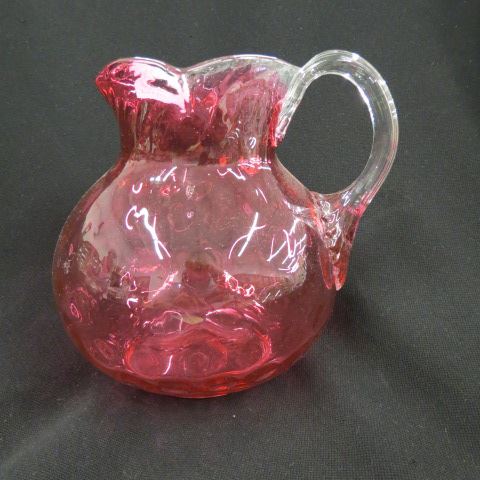 Appraisal: Cranberry Art Glass Pitcher coin spot decor