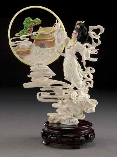 Appraisal: Chinese carved polychrome ivory figure International buyers should note that