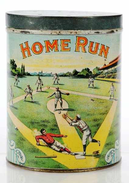 Appraisal: Home Run Cigar Tin Description Beautiful tin with great image