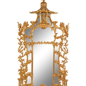 Appraisal: A Chinese Chippendale Style Giltwood Mirror th Century Height x