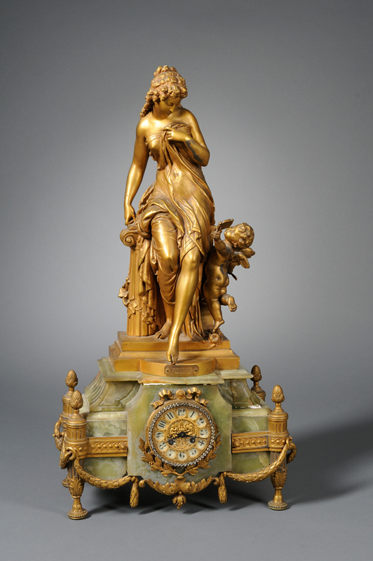 Appraisal: French Gilt-metal Figural Mantel Clock Depicting the Legend of Psyche