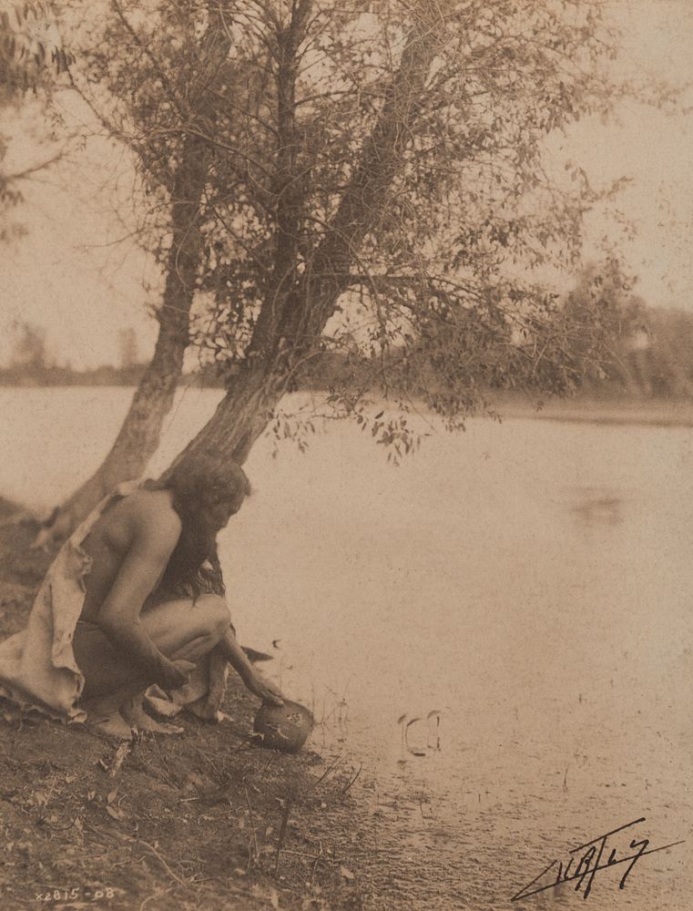 Appraisal: Edward Curtis Untitled Man by River Edward S Curtis -