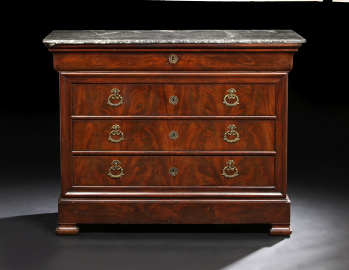 Appraisal: Charles X Mahogany and Marble-Top Commode mid- th century the