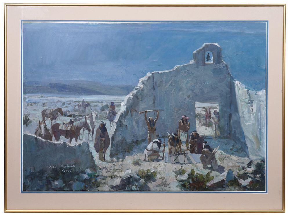 Appraisal: Carl Hantman 'Study for Rifles of War' Painting Carl Hantman