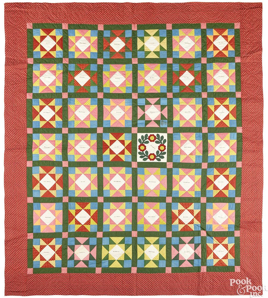 Appraisal: Lehigh County friendship quilt Lehigh County friendship quilt mid th