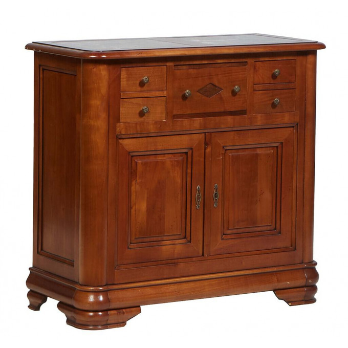 Appraisal: French Diminutive Louis Philippe Carved Cherry Marble Top Sideboard th