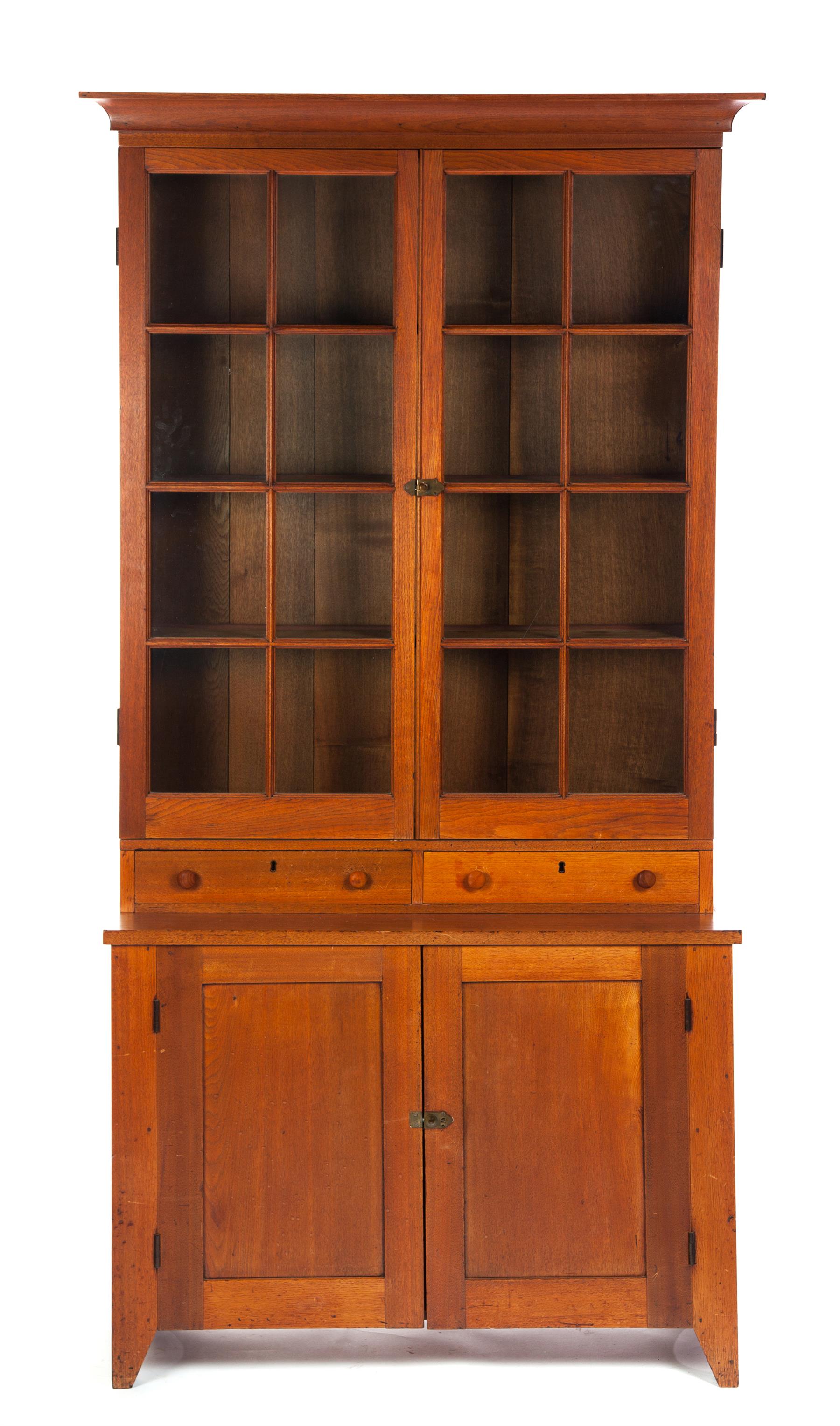 Appraisal: AMERICAN BOOKCASE Second half- th century walnut with poplar secondary