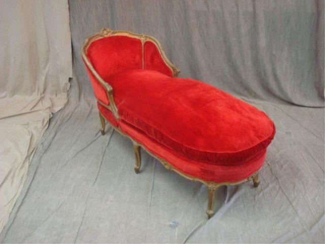 Appraisal: Louis XV Style Red Upholstered Chaise Longue From a Purchase