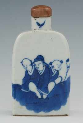 Appraisal: A Chinese Blue and White Porcelain Snuff Bottle Of rectangular