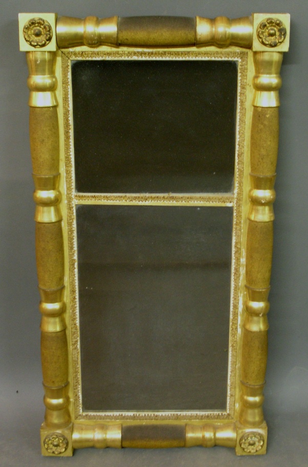 Appraisal: Empire two-section mirror with gilt decoration h x w x